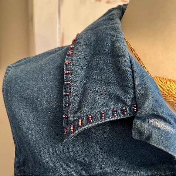 Vintage Alfred Dunner Embroidered Denim Vest Floral Cottagecore Western Sz 14 - Picture 6 of 11